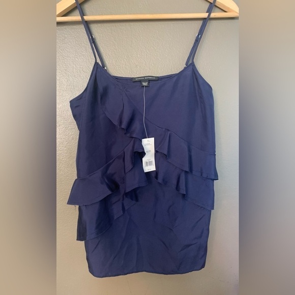 BNWT- Banana Republic 💙 100 silk Ruffled Cami. Xsmall - Picture 1 of 4
